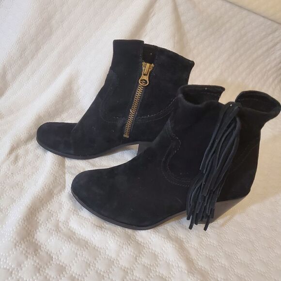 Sam Eldeman Louie Fringe Black Bootie Size 6.5 - Picture 4 of 12